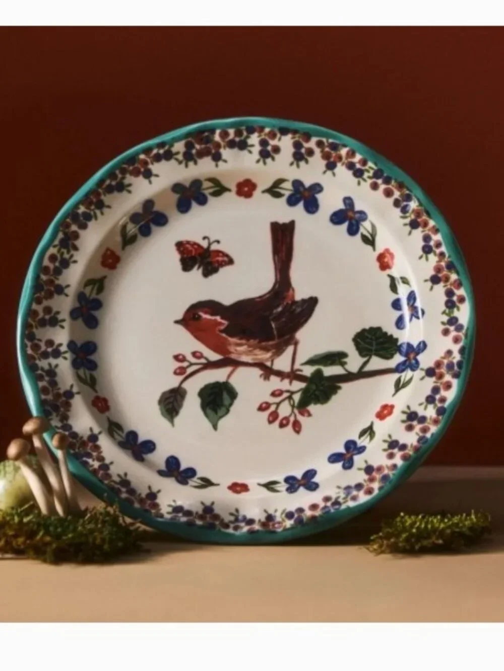 Anthropologie Nathalie Lete Dessert Plate – Woodland Friends - Bird - NEW